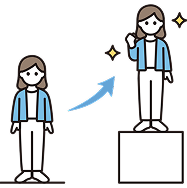 Illustration of professional growth with a person advancing to a higher level