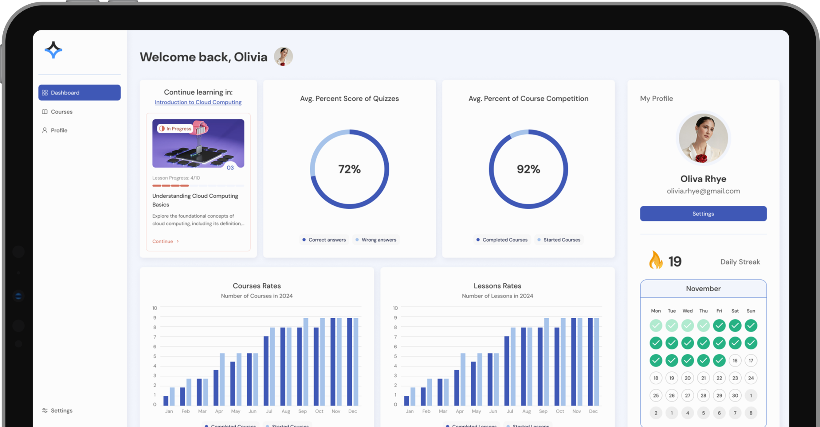 Mentingo platform interface preview