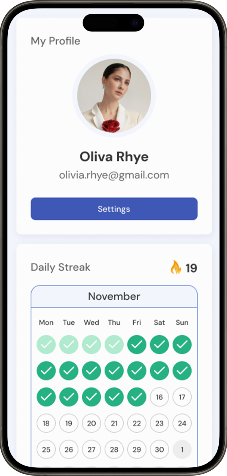 Mentingo dashboard app view